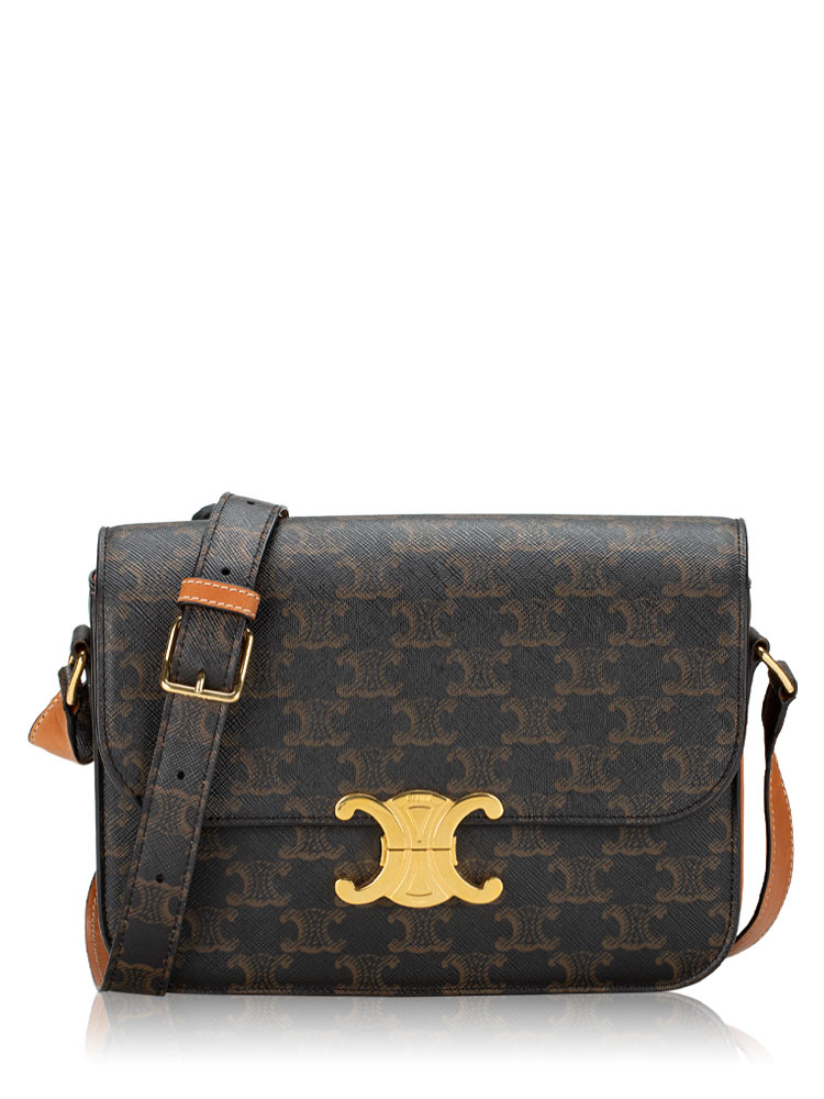 Triomphe Medium Shoulder Bag Tan