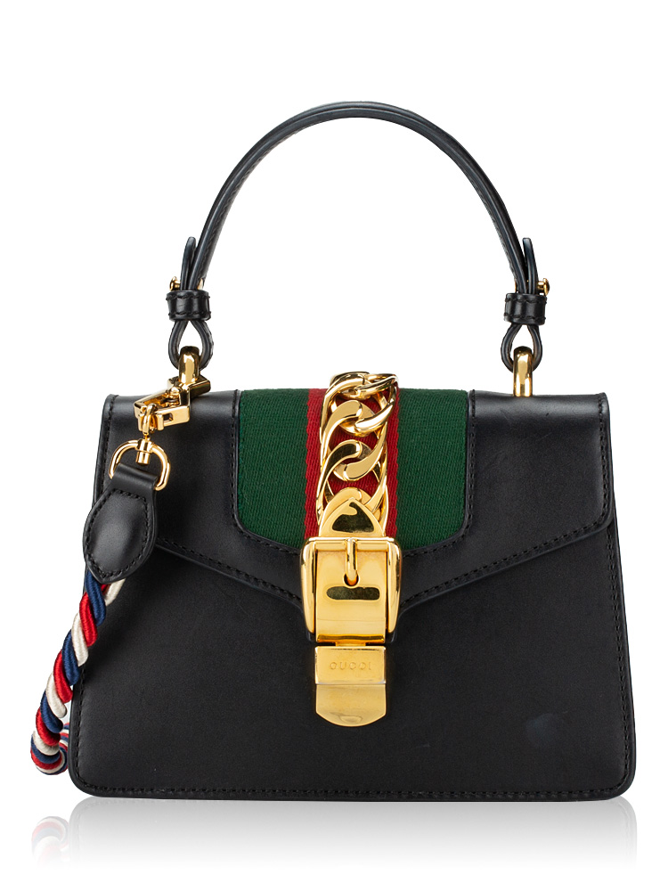 Calfskin Sylvie Mini Top Handle Bag Black