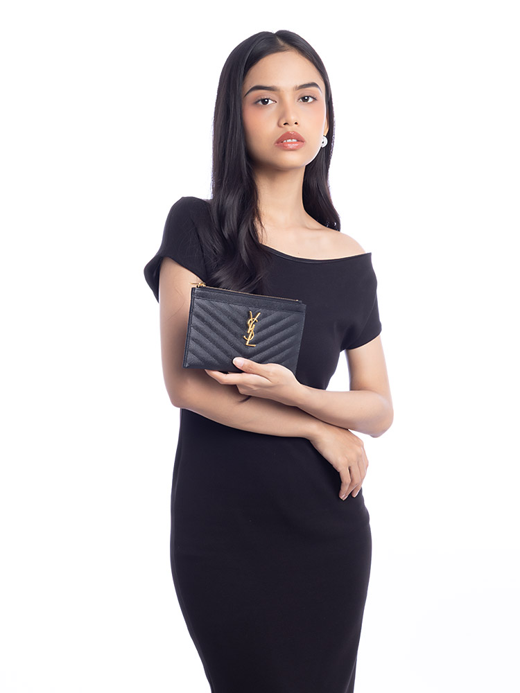 Grain De Poudre Monogram Bill Pouch Black