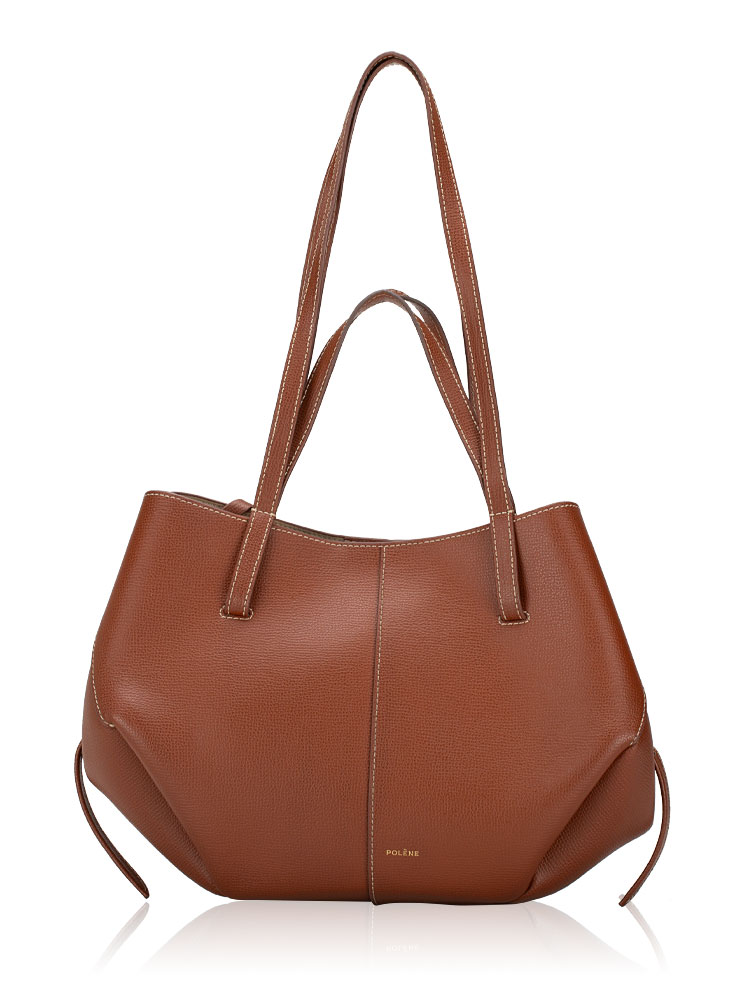 Textured Calfskin Cyme Mini Tote Cognac