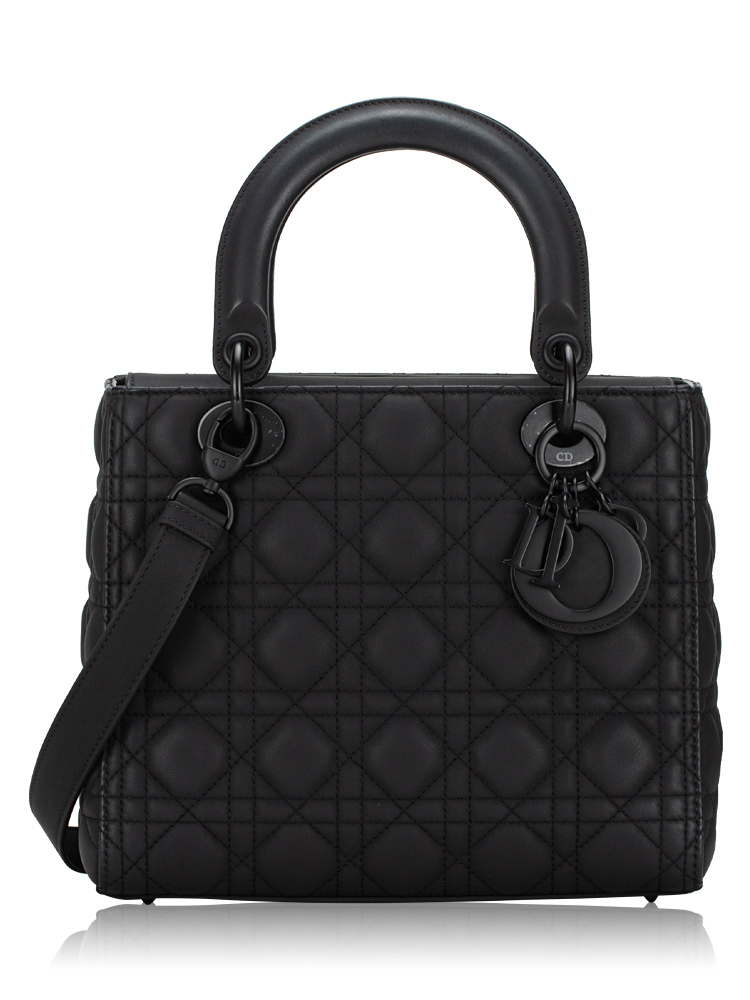 Ultra Matte Cannage Medium Lady Dior Black