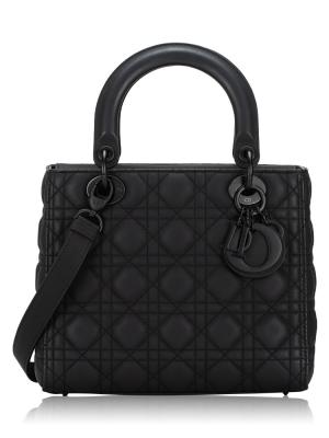 Ultra Matte Cannage Medium Lady Dior Black