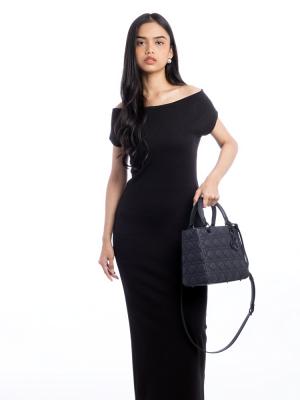 Ultra Matte Cannage Medium Lady Dior Black