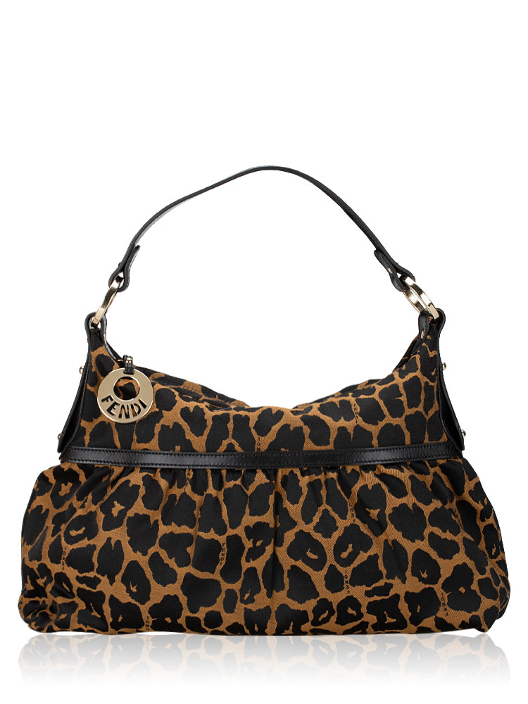 Canvas Leopard Chef Hobo Nero Tobacco