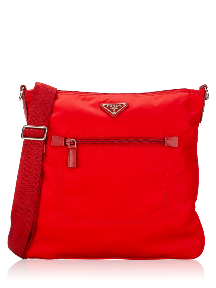 BT0715 Tessuto Saffiano Metal Small Flat Messenger Rosso