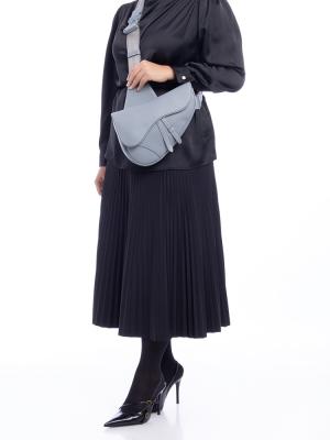 Mens Grained Calfskin Saddle Bag Cloud Blue