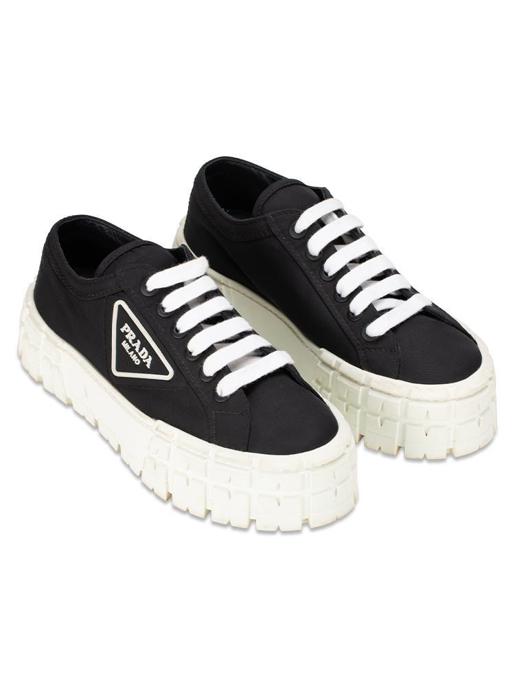 1E260M Re-Nylon Triangle Logo Double Wheel Sneakers Nero Sz 38