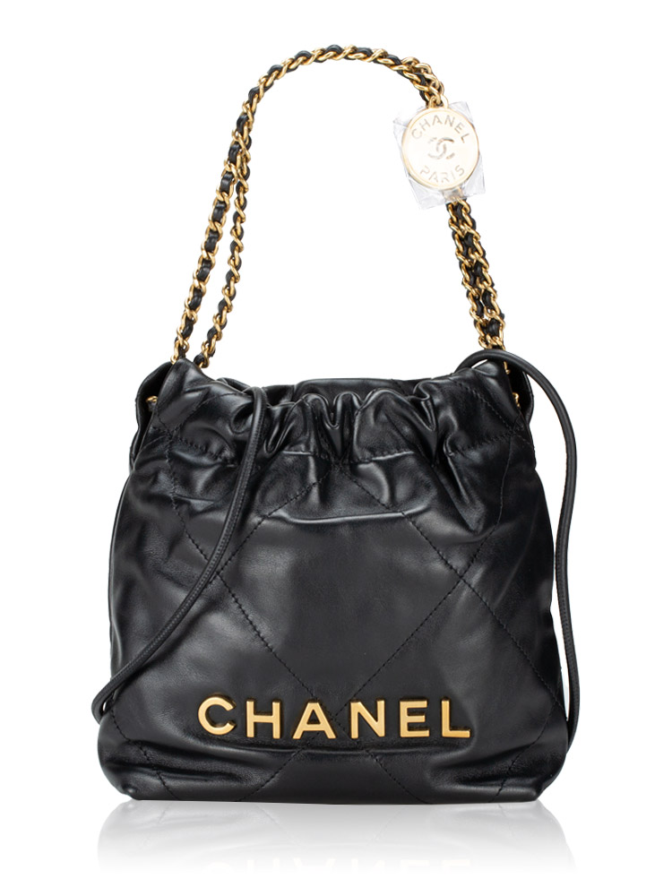 Shiny Calfskin Mini Chanel 22 Black