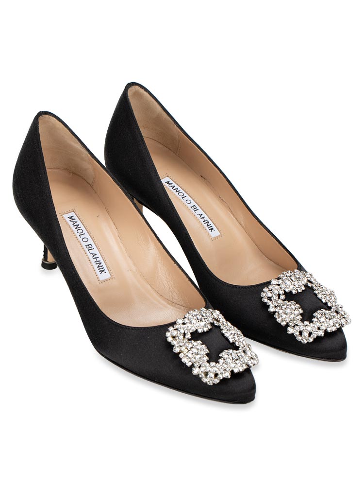 Satin Hangisi Pumps Black Sz 35.5