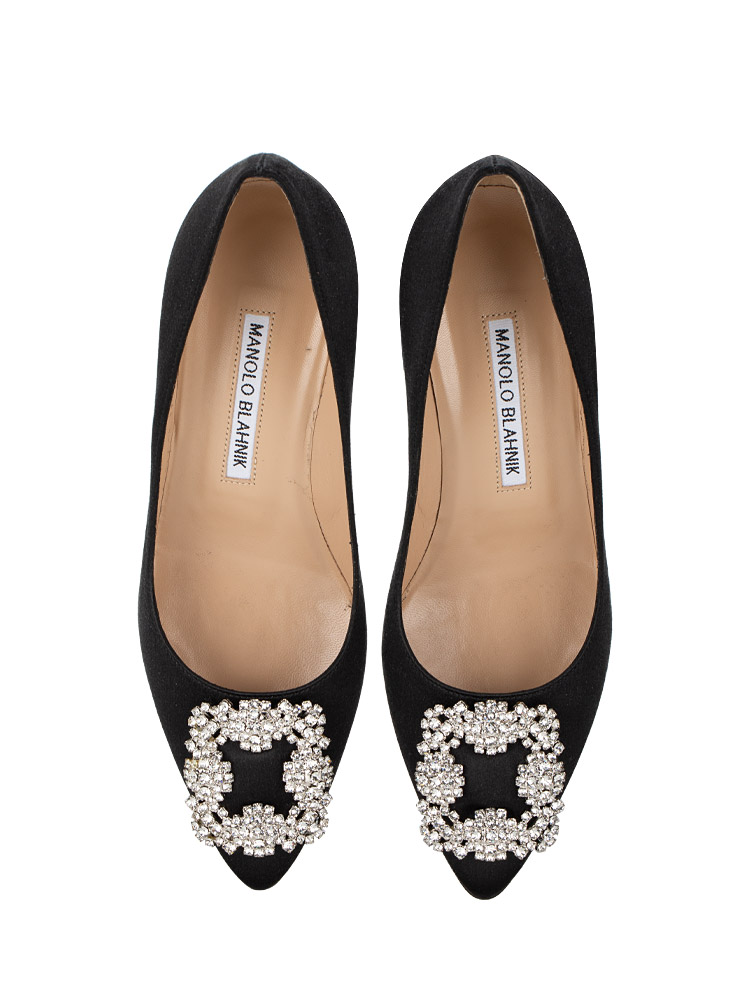 Satin Hangisi Pumps Black Sz 35.5