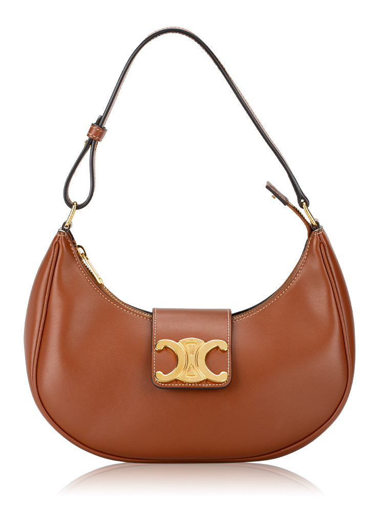 Smooth Calfskin Ava Triomphe Medium Shoulder Bag Tan