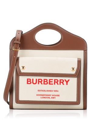 Canvas Two Tone Mini Pocket Bag Natural Malt Brown Red