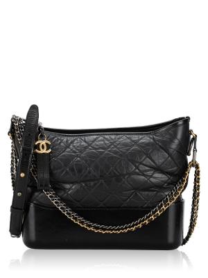 Aged Calfskin Medium Gabrielle Hobo Black