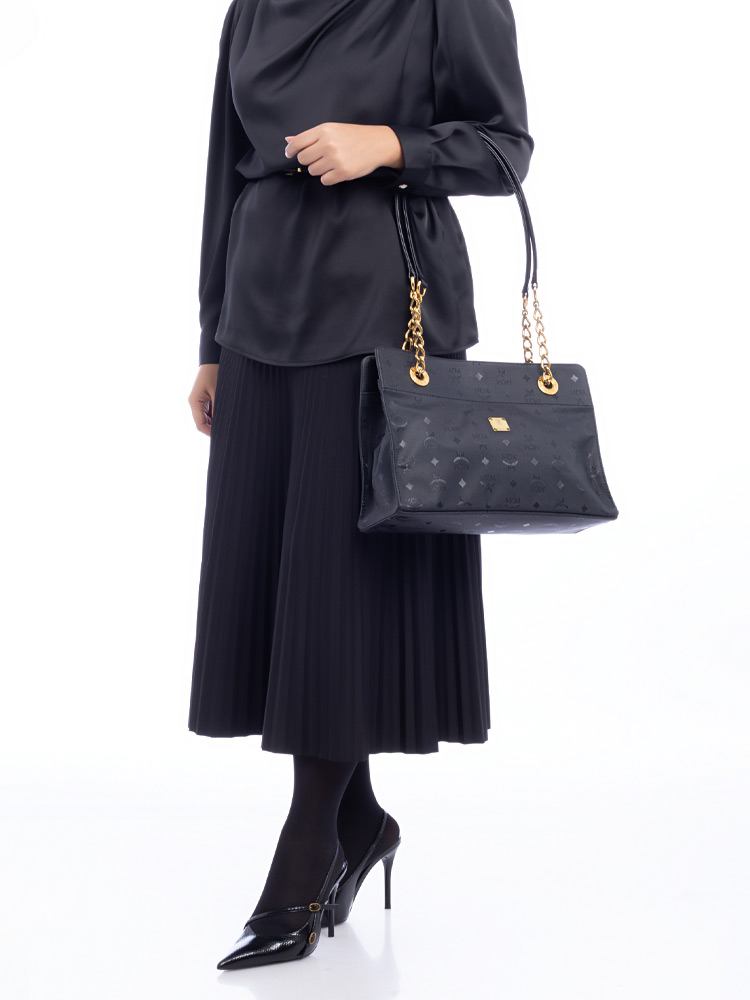 Vintage Nylon Visetos Shoulder Bag Black