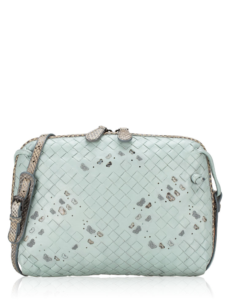 Nappa Intrecciato Ayers Microbutterfly Nodini Crossbody Light Blue