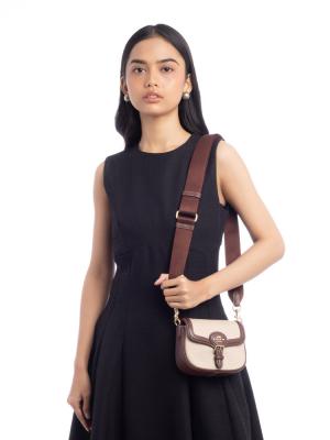 CR257 Amelia Canvas Small Saddle Bag Natural Multi