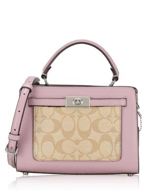 CC977 Signature Lane Mini Top Handle Bag Light Khaki Ice Purple