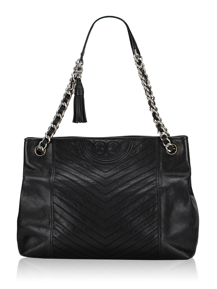 Distressed Chevron Fleming Tote Black