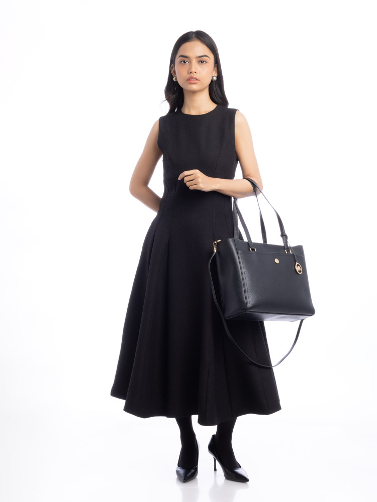 Maisie Pebbled Leather Large Tote Black