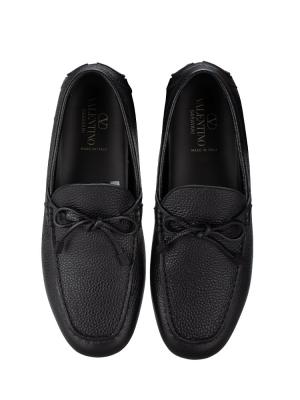 Men Grainy Calfskin VLogo Loafers Black Sz 43