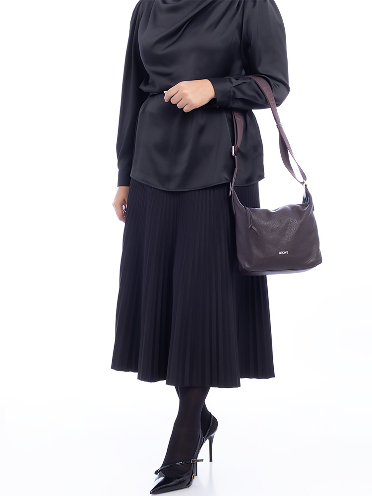 Supple Grained Calfskin Cubi Small Crossbody Oxblood