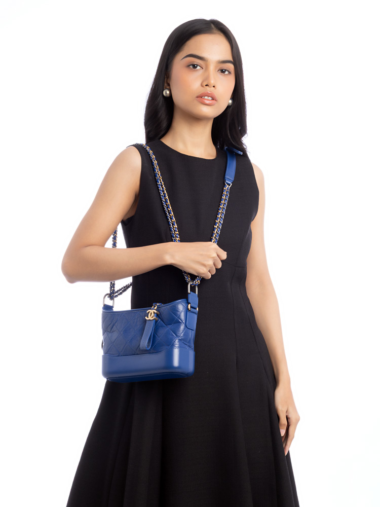 Aged Calfskin Small Gabrielle Hobo Royal Blue