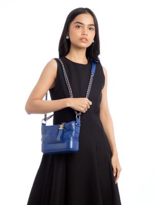 Aged Calfskin Small Gabrielle Hobo Royal Blue