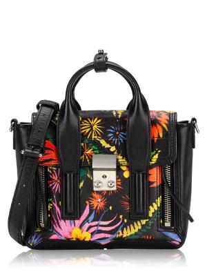 3.1 Calfskin Floral Mini Pashli Black Multicolor