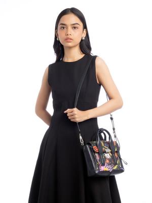 3.1 Calfskin Floral Mini Pashli Black Multicolor