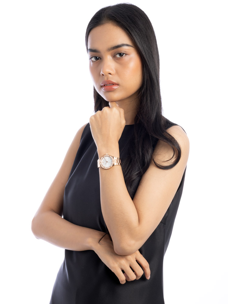 Lennox Pavé Mini Stainless Watch Rose Gold