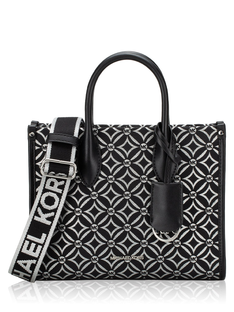 Signature Metallic Jacquard Mirella Crossbody Black Silver