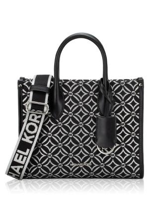 Signature Metallic Jacquard Mirella Crossbody Black Silver