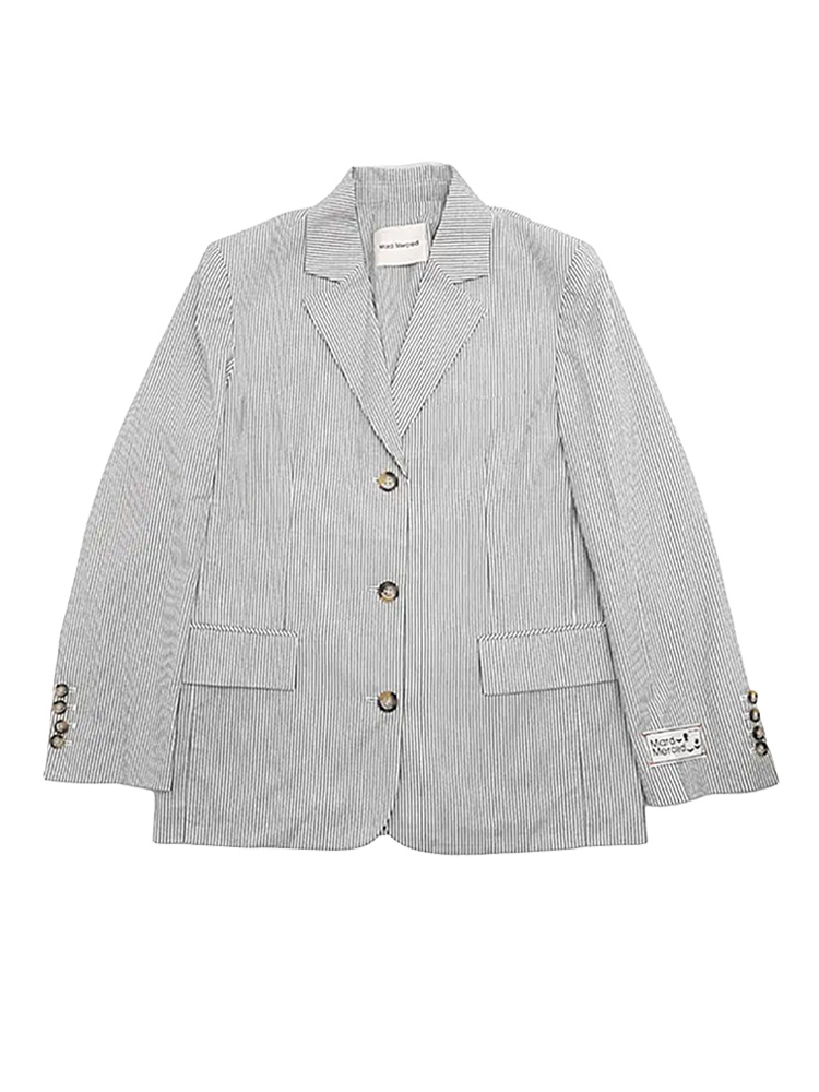 Oxford Stripe Jacket Grey White Sz S