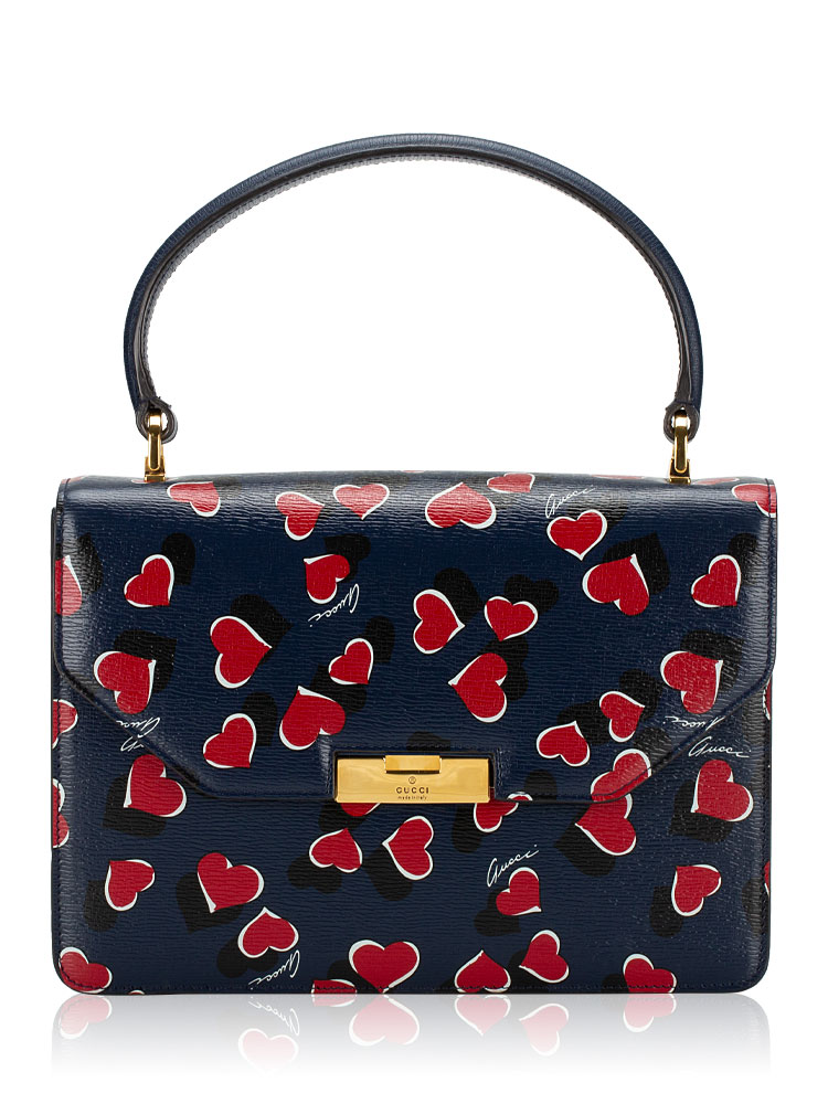 Calfskin Shanghai Heartbeat Top Handle Bag Blue