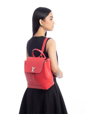 Calfskin Lockme Backpack Rubis