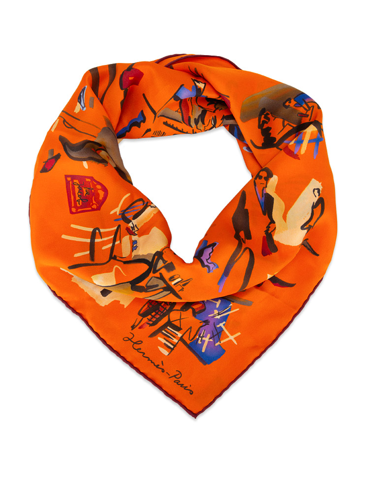 Rendez Vous Rive Gauche 70 Silk Scarf Orange