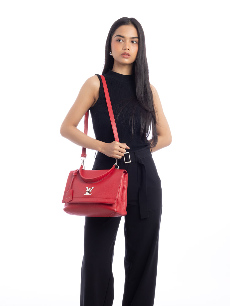 Calfskin Lockme II Top Handle Rubis