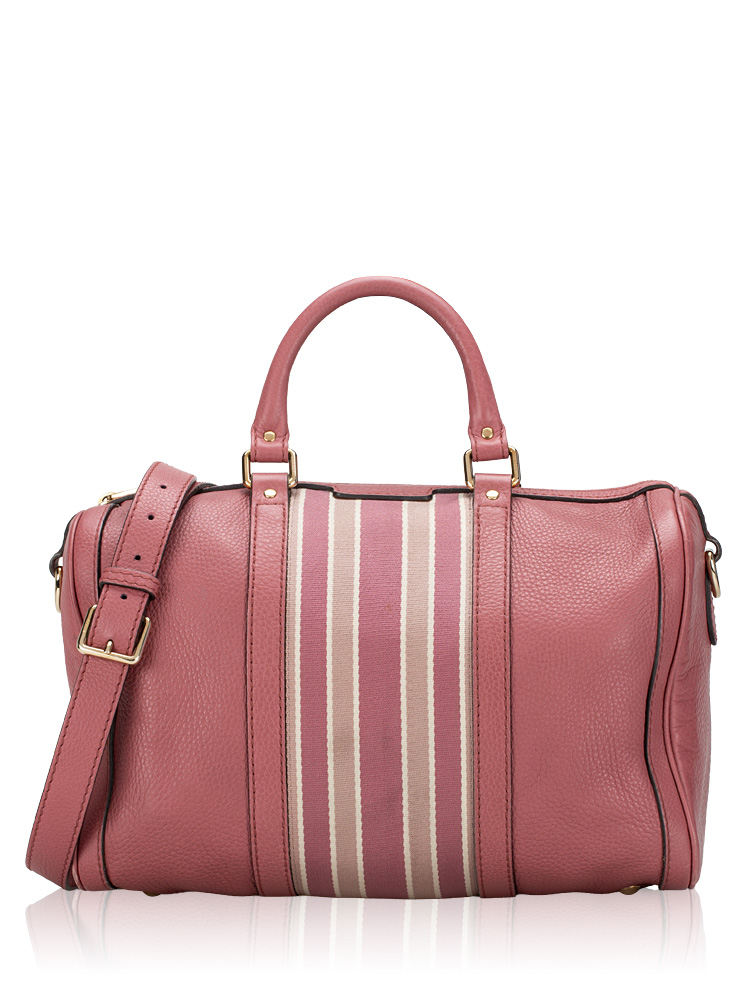 Calfskin Vintage Web Medium Boston Bag with Strap Old Rose