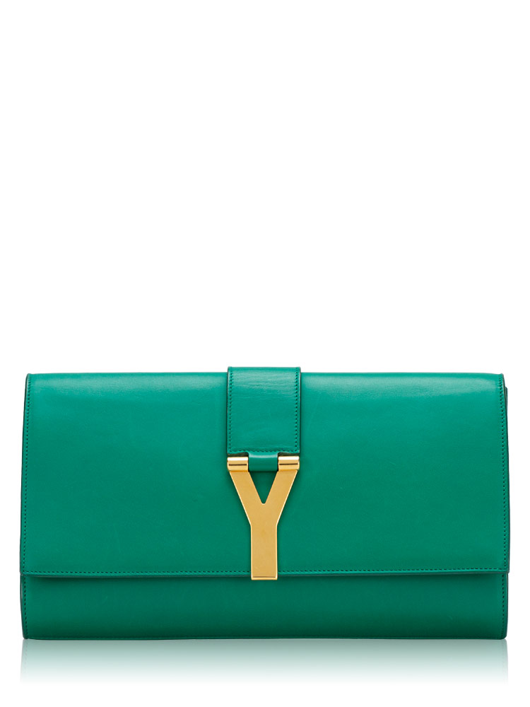 Calfskin Ligne Y Clutch Green 