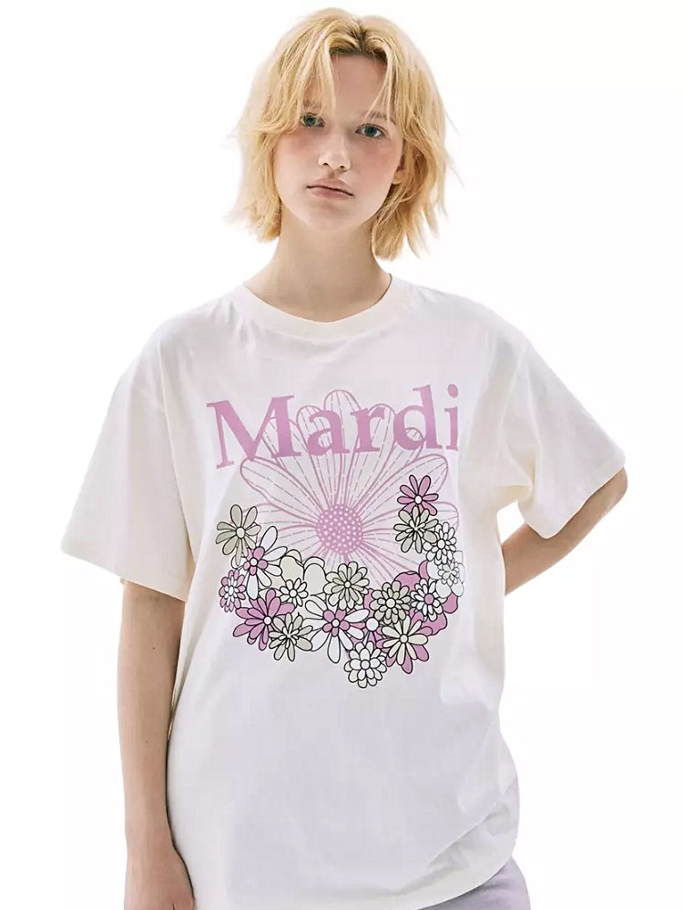 Flower Mardi Jardin T-Shirt Cream Pink Lavender