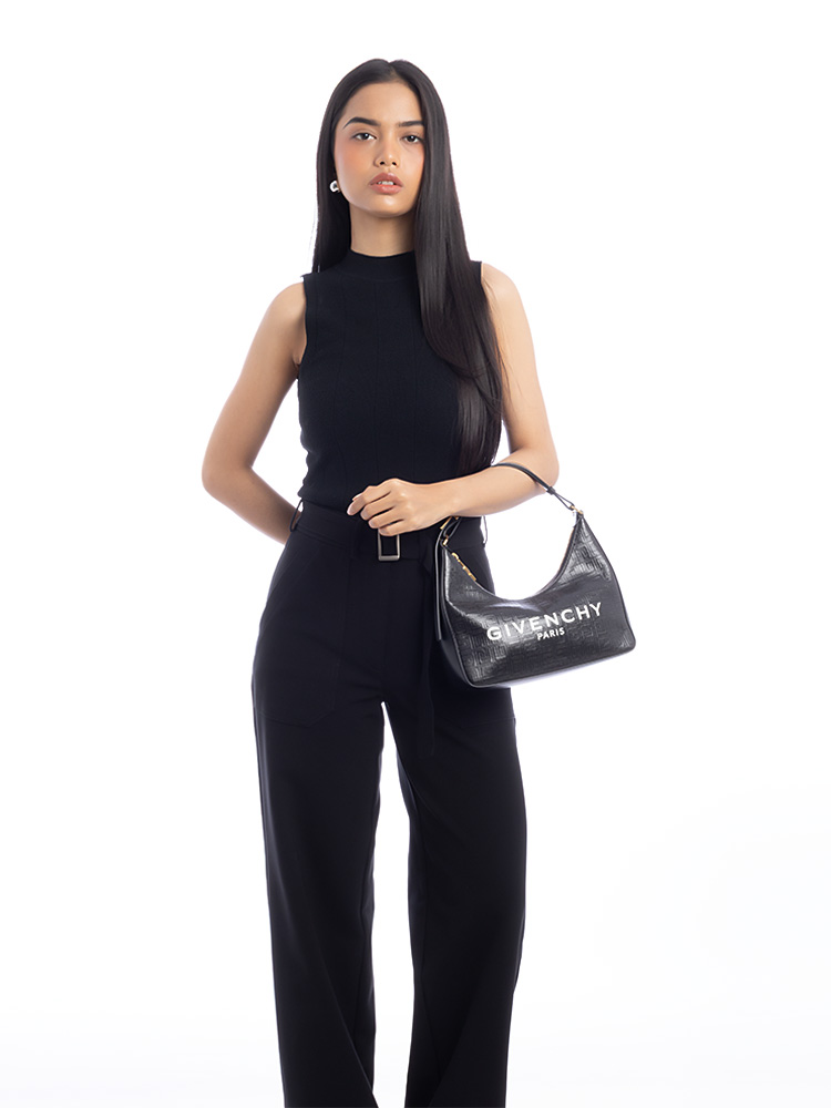 4G Moon Cut Out Small Shoulder Bag Black