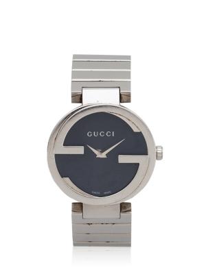 YA133502 Interlocking G 29mm Stainless Watch Silver Black