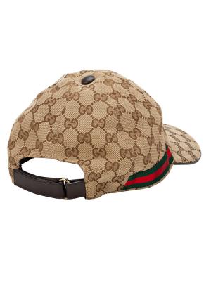 GG Web Baseball Hat Beige Cocoa Sz L