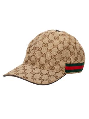 GG Web Baseball Hat Beige Cocoa Sz L