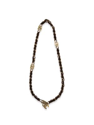 Vintage Suede Chain Belt Brown Gold