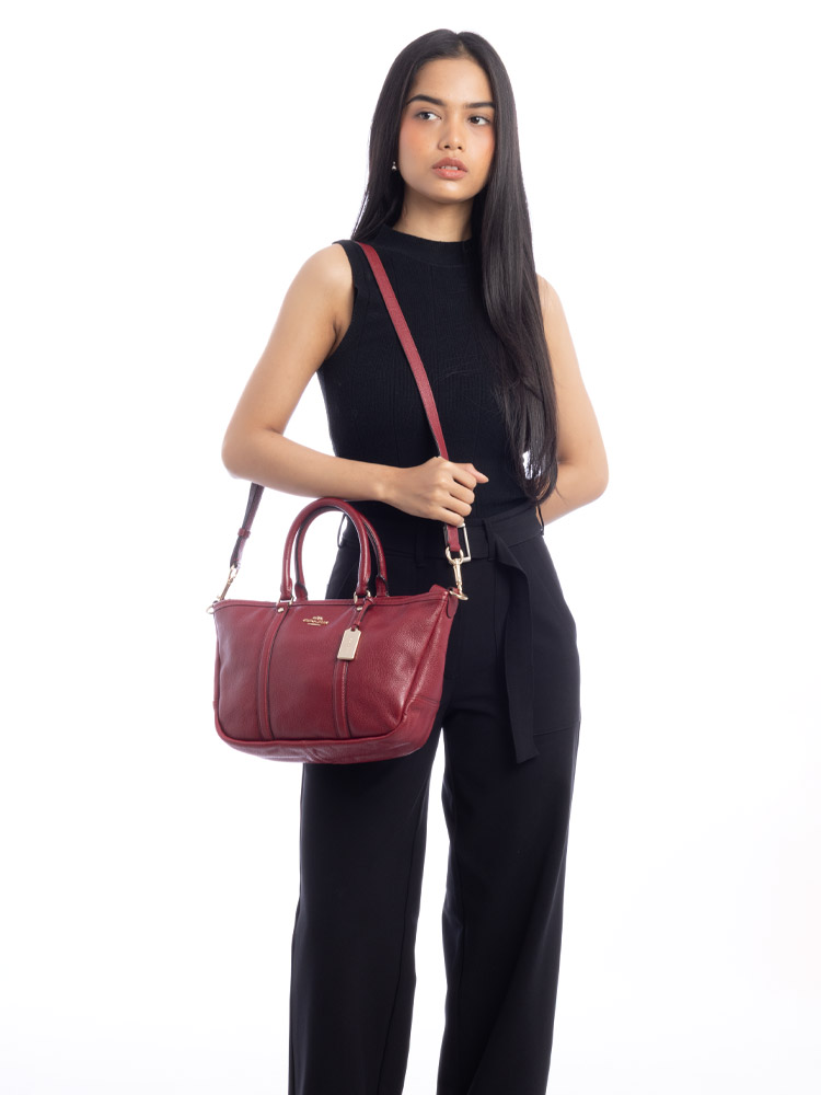 37154M Central Satchel Dark Red