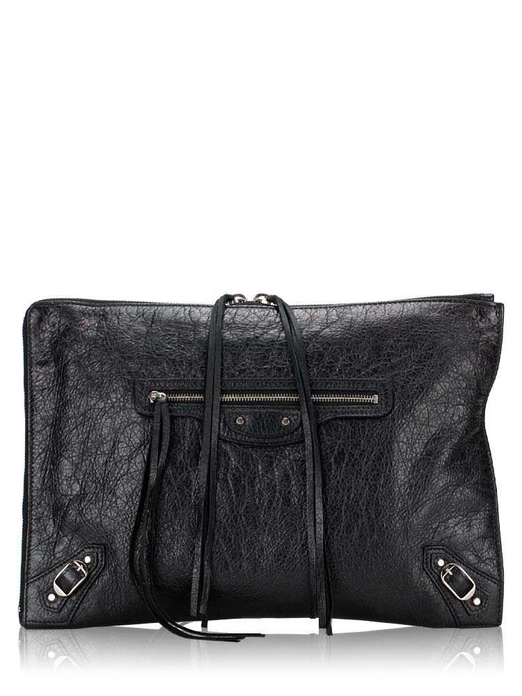 Lambskin Classic Silver Small Pouch Black