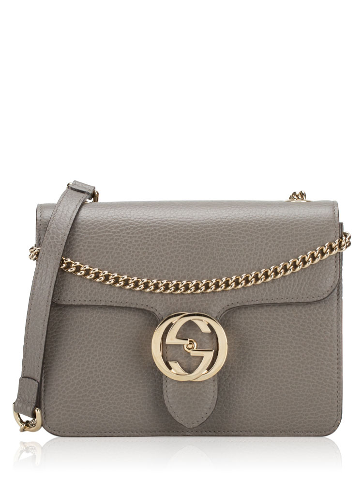 Dollar Calfskin Interlocking G Small Shoulder Bag Grey