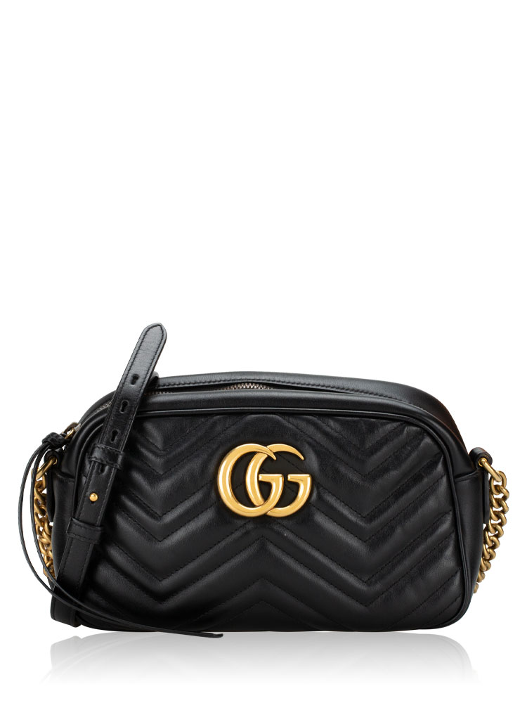 GG Marmont Matelasse Small Camera Bag Black