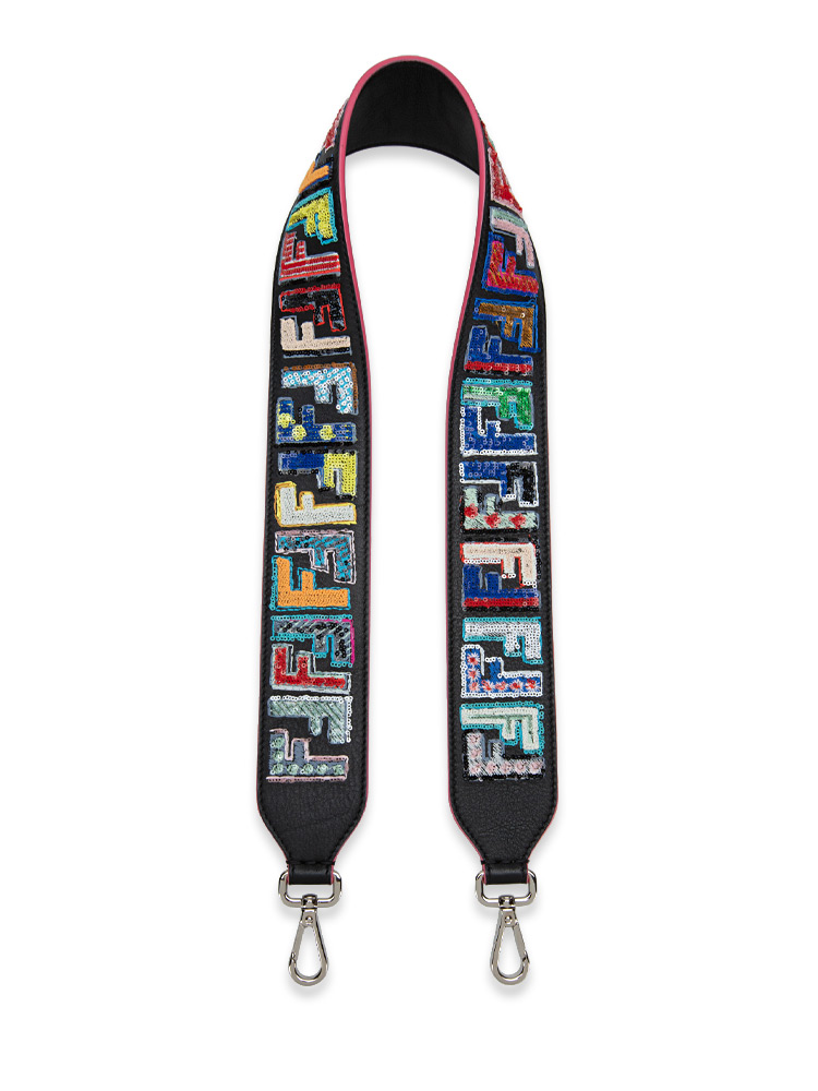 Calfskin Sequins Fun Fair Strap You Nero Multicolor